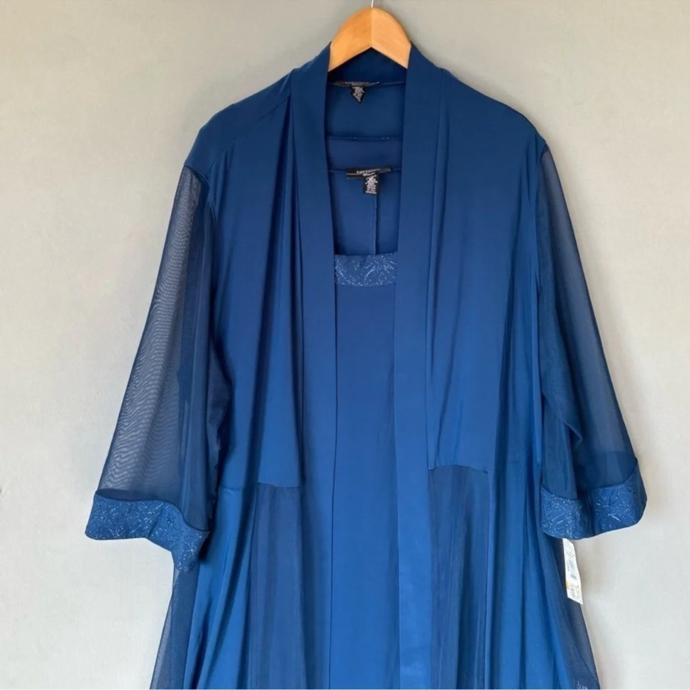 378. NWT R&M Richards Women's Plus Shift Dress with matching Jacket Peacock 3x